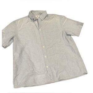 H&M Men’s Short Sleeve Relaxed Fit Chambray Button Down Shirt | Light Blue | M